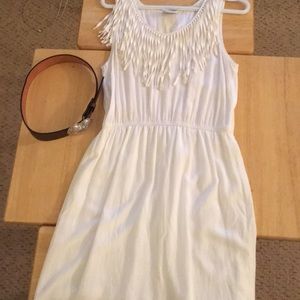 Ariat, Off white dress with fringe around top